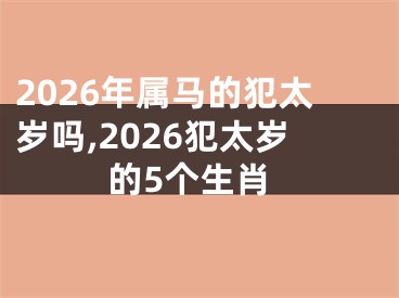 2026年属马的犯太岁吗,2026犯太岁的5个生肖