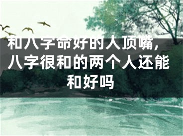 和八字命好的人顶嘴,八字很和的两个人还能和好吗