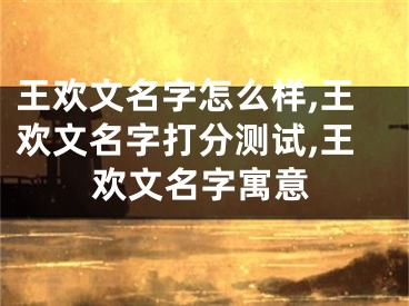 王欢文名字怎么样,王欢文名字打分测试,王欢文名字寓意