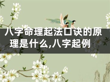 八字命理起法口诀的原理是什么,八字起例