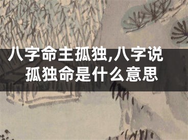 八字命主孤独,八字说孤独命是什么意思