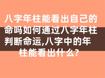 八字年柱能看出自己的命吗如何通过八字年柱判断命运,八字中的年柱能看出什么?