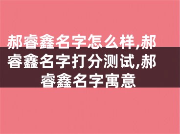 郝睿鑫名字怎么样,郝睿鑫名字打分测试,郝睿鑫名字寓意