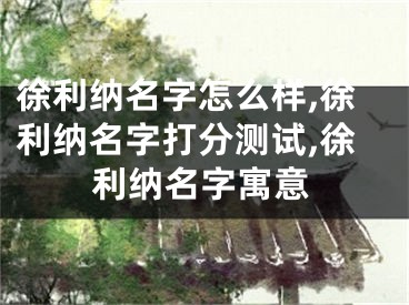 徐利纳名字怎么样,徐利纳名字打分测试,徐利纳名字寓意