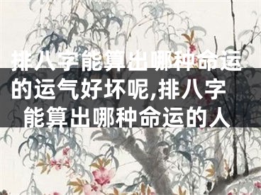排八字能算出哪种命运的运气好坏呢,排八字能算出哪种命运的人