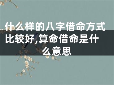 什么样的八字借命方式比较好,算命借命是什么意思