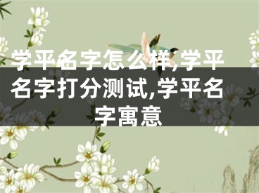 学平名字怎么样,学平名字打分测试,学平名字寓意