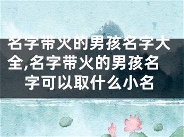 名字带火的男孩名字大全,名字带火的男孩名字可以取什么小名