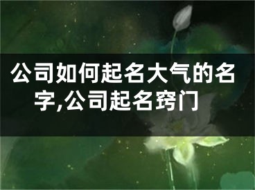 公司如何起名大气的名字,公司起名窍门