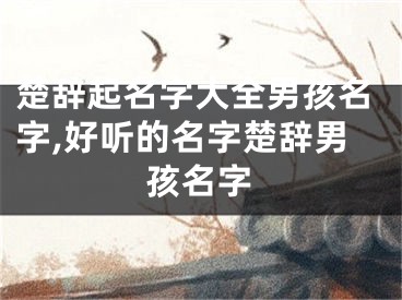 楚辞起名字大全男孩名字,好听的名字楚辞男孩名字