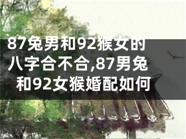 87兔男和92猴女的八字合不合,87男兔和92女猴婚配如何