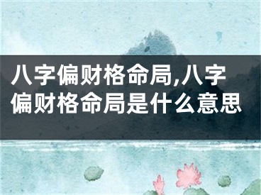 八字偏财格命局,八字偏财格命局是什么意思