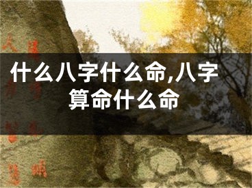 什么八字什么命,八字算命什么命