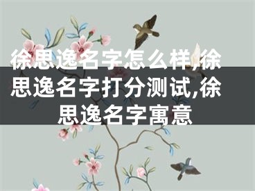 徐思逸名字怎么样,徐思逸名字打分测试,徐思逸名字寓意