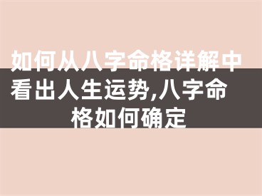 如何从八字命格详解中看出人生运势,八字命格如何确定