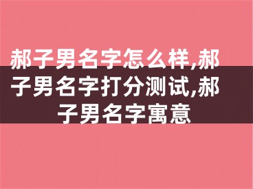 郝子男名字怎么样,郝子男名字打分测试,郝子男名字寓意