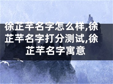 徐芷芊名字怎么样,徐芷芊名字打分测试,徐芷芊名字寓意