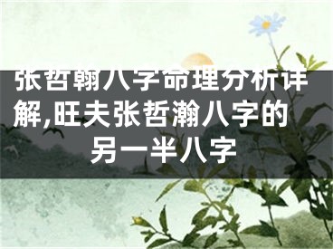 张哲翰八字命理分析详解,旺夫张哲瀚八字的另一半八字