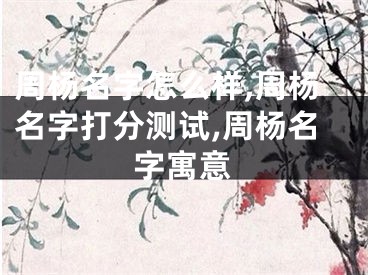 周杨名字怎么样,周杨名字打分测试,周杨名字寓意