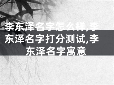 李东泽名字怎么样,李东泽名字打分测试,李东泽名字寓意