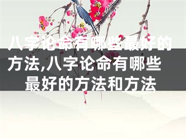 八字论命有哪些最好的方法,八字论命有哪些最好的方法和方法