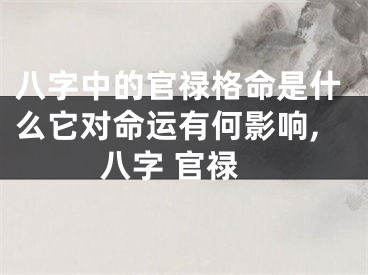 八字中的官禄格命是什么它对命运有何影响,八字 官禄