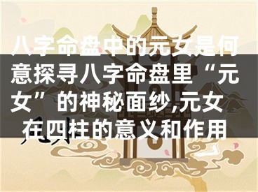 八字命盘中的元女是何意探寻八字命盘里“元女”的神秘面纱,元女在四柱的意义和作用