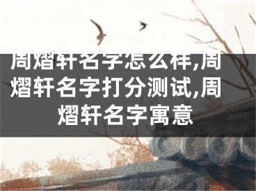 周熠轩名字怎么样,周熠轩名字打分测试,周熠轩名字寓意