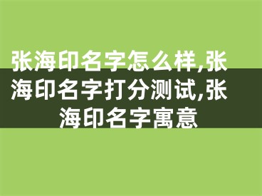 张海印名字怎么样,张海印名字打分测试,张海印名字寓意