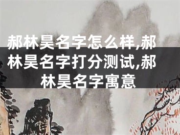 郝林昊名字怎么样,郝林昊名字打分测试,郝林昊名字寓意