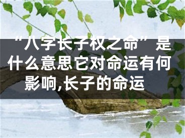 “八字长子权之命”是什么意思它对命运有何影响,长子的命运