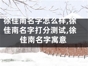 徐佳南名字怎么样,徐佳南名字打分测试,徐佳南名字寓意
