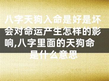 八字天狗入命是好是坏会对命运产生怎样的影响,八字里面的天狗命是什么意思