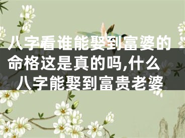 八字看谁能娶到富婆的命格这是真的吗,什么八字能娶到富贵老婆