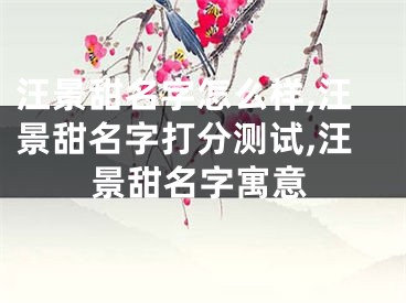 汪景甜名字怎么样,汪景甜名字打分测试,汪景甜名字寓意