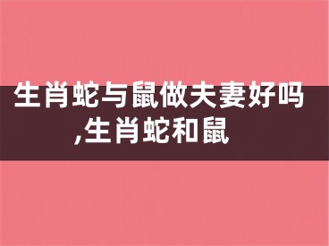 生肖蛇与鼠做夫妻好吗,生肖蛇和鼠