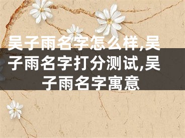 吴子雨名字怎么样,吴子雨名字打分测试,吴子雨名字寓意