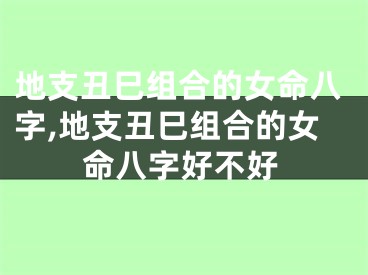 地支丑巳组合的女命八字,地支丑巳组合的女命八字好不好
