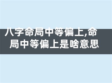 八字命局中等偏上,命局中等偏上是啥意思