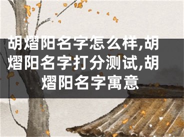 胡熠阳名字怎么样,胡熠阳名字打分测试,胡熠阳名字寓意