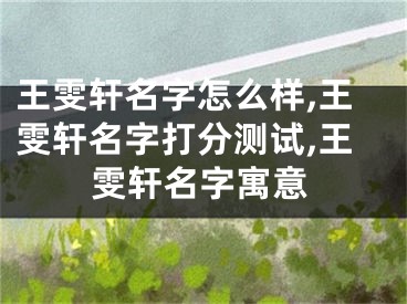 王雯轩名字怎么样,王雯轩名字打分测试,王雯轩名字寓意