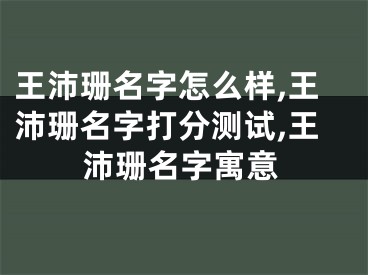王沛珊名字怎么样,王沛珊名字打分测试,王沛珊名字寓意
