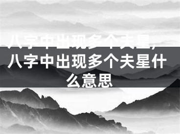 八字中出现多个夫星,八字中出现多个夫星什么意思