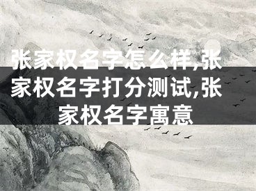 张家权名字怎么样,张家权名字打分测试,张家权名字寓意