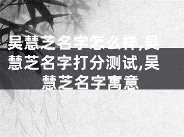 吴慧芝名字怎么样,吴慧芝名字打分测试,吴慧芝名字寓意