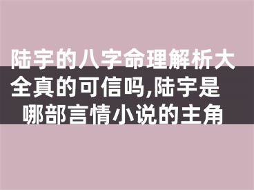 陆宇的八字命理解析大全真的可信吗,陆宇是哪部言情小说的主角
