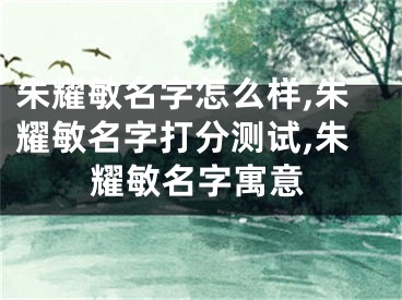朱耀敏名字怎么样,朱耀敏名字打分测试,朱耀敏名字寓意