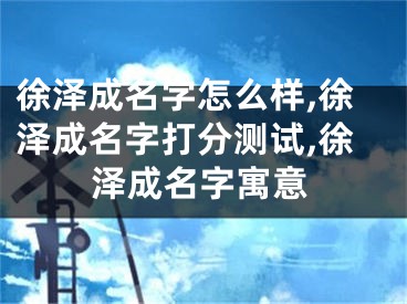徐泽成名字怎么样,徐泽成名字打分测试,徐泽成名字寓意