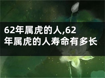 62年属虎的人,62年属虎的人寿命有多长
