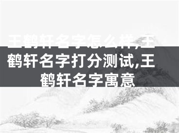 王鹤轩名字怎么样,王鹤轩名字打分测试,王鹤轩名字寓意